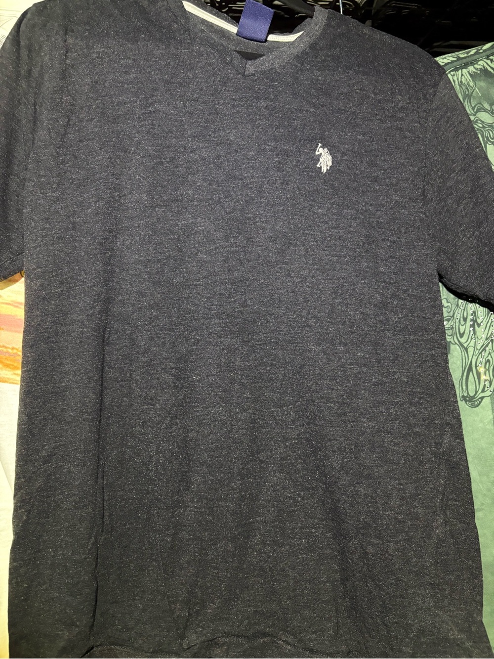 U.S. Polo Assn. Heather Navy Short-Sleeve Crewneck Tee with White Logo